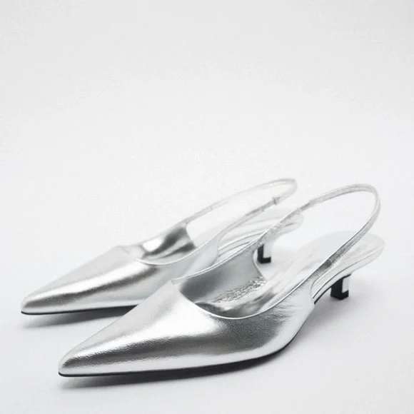 ❌SOLD❌NWT Zara Leather Slingback Shoes Size 7.5(38) - Picture 7 of 10